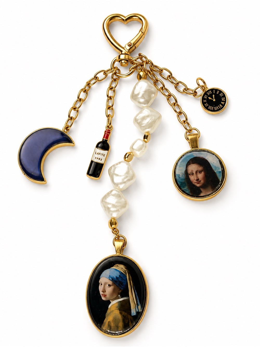 Vermeer Girl With Pearl Earring Mona Lisa OOAK Luxury Art Bag Charm Keychain

On